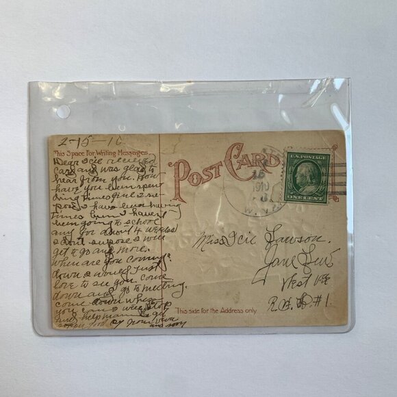 ANTIQUE 1910 Valentine's Day Postcard Hearts in Box with Flowers - Picture 2 of 3